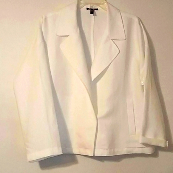EILEEN FISHER Jacket Organic Slub Tencel Loose Fit White POCKETS Luxury - Picture 4 of 9